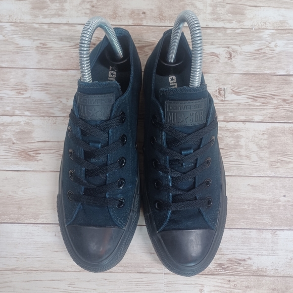 Converse All Stars Low Top Solid Black Sneakers Women's Canvas Shoes Size 6 - Picture 9 of 14